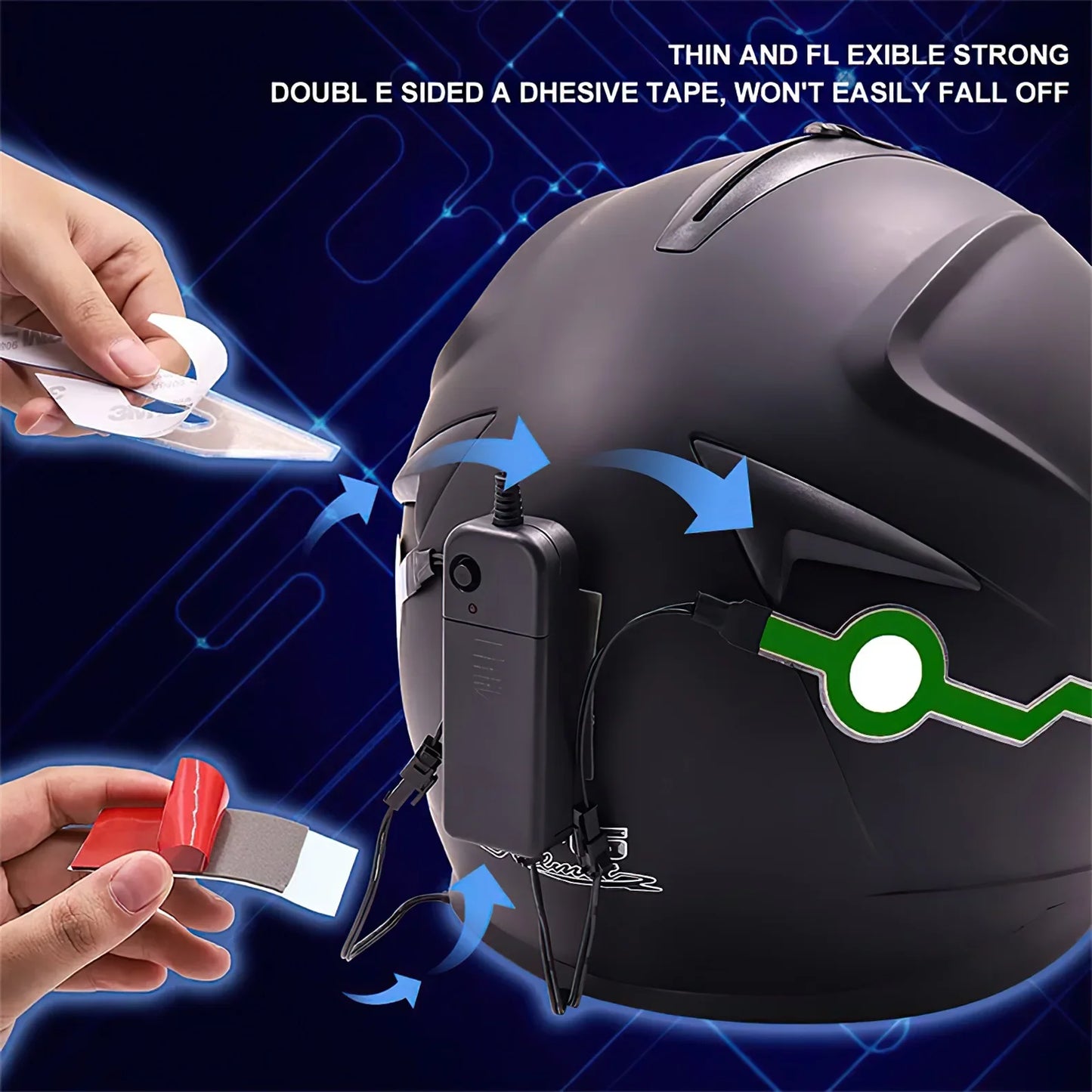 Helmet Strip EL Sticker Led Helmet Light Strip Motorcycle Helmet Light Night Riding Accessory Waterproof LED Cold Light Amagi