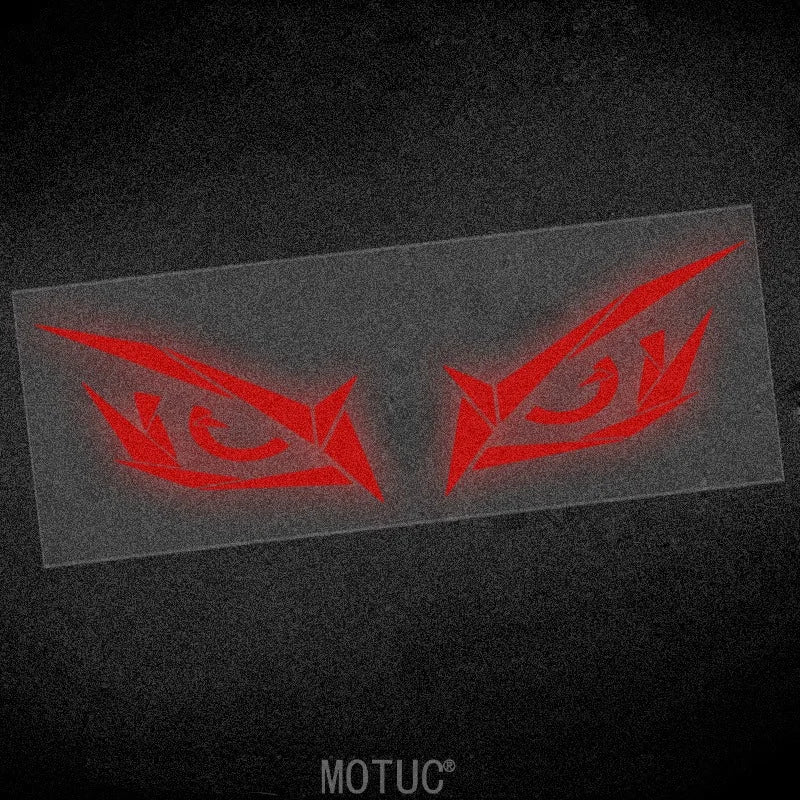 1 Par de Adesivos Criativos Refletivos Olhos de Monstro para Moto, Impermeáveis, para Farol, Tanque de Combustível e Carroceria de Scooter, Decalques de Vinil DIY