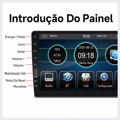 ESSGOO Rádio Estéreo Automotivo MP5 de 9 Polegadas 1 DIN com Bluetooth, Espelho Link, Receptor FM e Reprodutor Multimídia