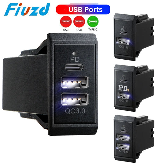 Adaptador de carga rápida rápida 3 portas usb carregador de telefone no adaptador de carregador de carro para 12v/24v caminhão motocicleta rv barco marinho