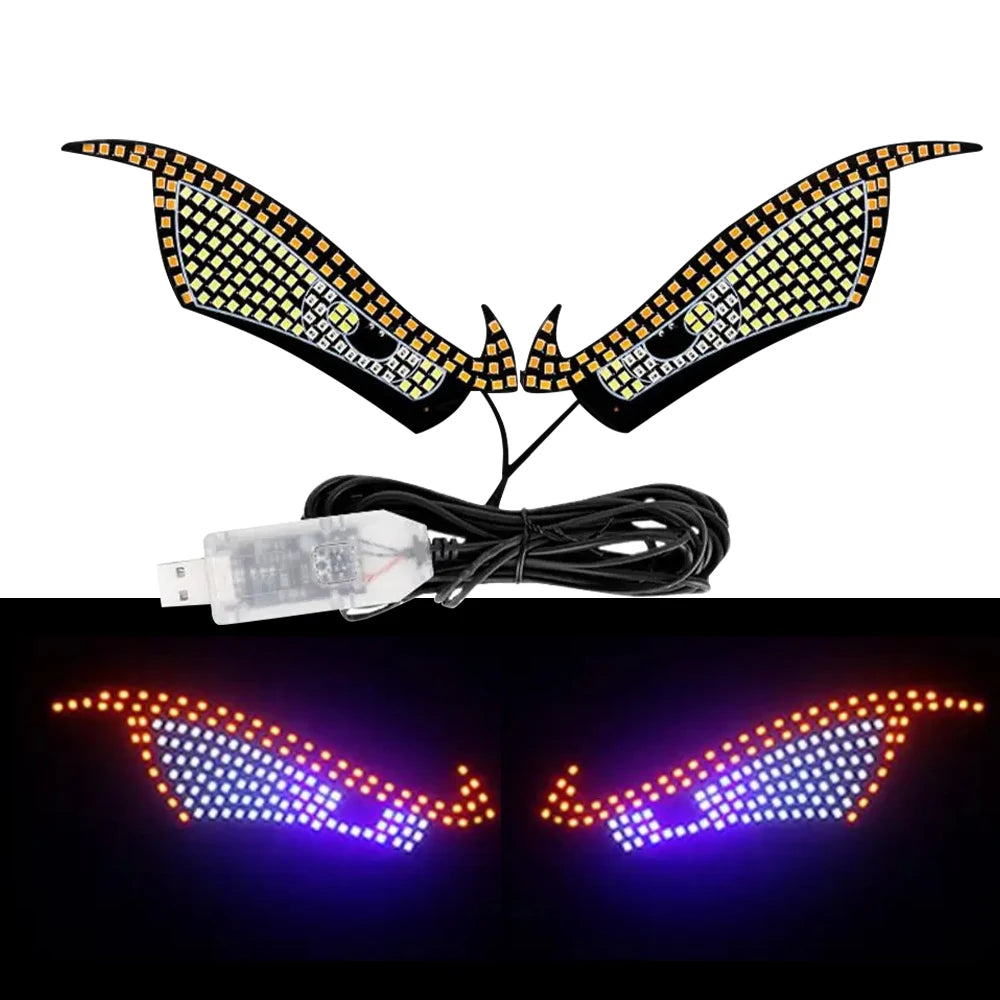 Car LED Devil Eyes Light Decorative Lights USB Warning Lights Dynamic Demon Eye Lights Atmosphere Light Auto Accessories