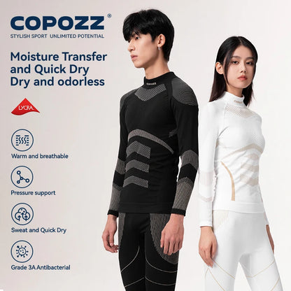Copozz mulheres homens 3a antimicrobiano esqui roupa interior térmica fitness treino ginásio snowboard esporte pressão suporta quente longo johns
