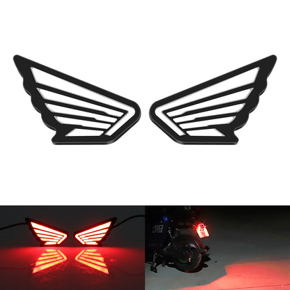 2 Peças Luzes LED para Motocicleta Estilo Asas, Pisca-Pisca Estroboscópico, Olho de Anjo, Luzes de Condução, Luz de Placa, Luz de Sinal de Parada, DRL Branco