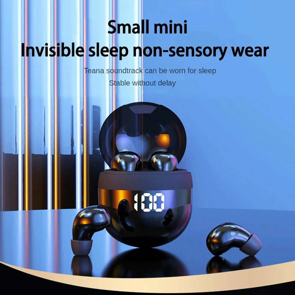 Sk18 mini fones de ouvido invisíveis sem fio bluetooth 5.3 fones baixo dormir com microfone cancelamento ruído hd