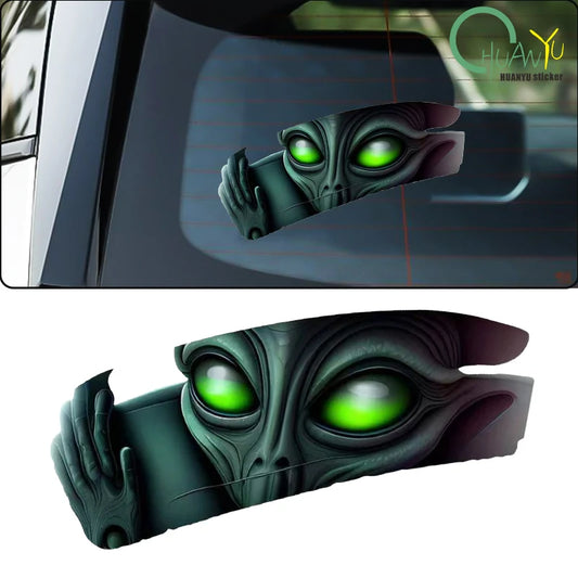Adesivos de carro alienígena com efeito 3d, para-choque de janela automática, à prova d'água, para-brisa traseiro, decalque de vinil, decoração engraçada de halloween, acessórios para veículos