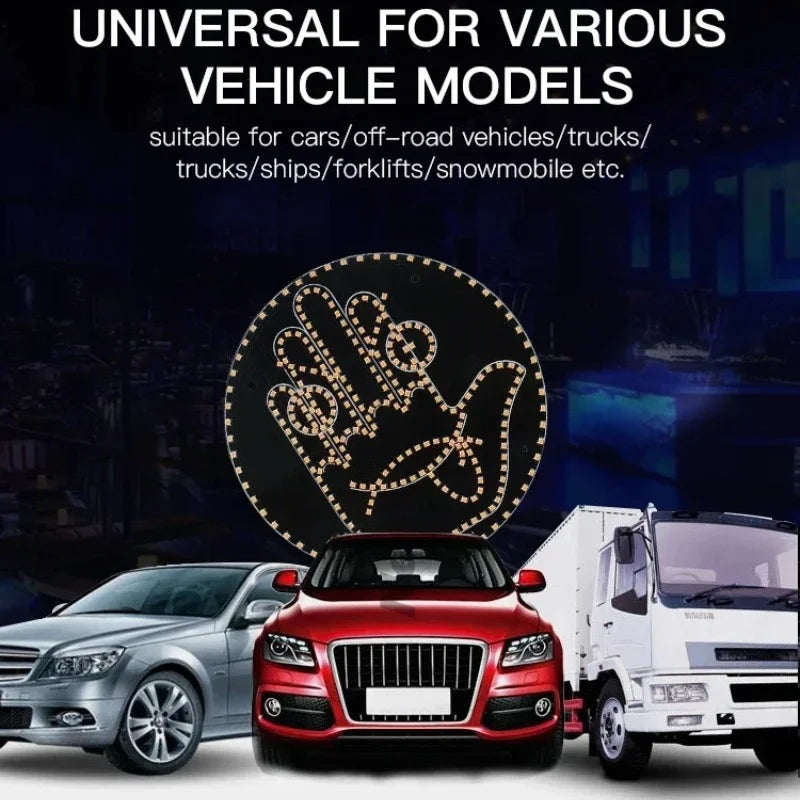 Car LED Funny Facial Expression Light With Remote Control Rear Window Multi-function Warning Reminder Lamp Exterior Accessories