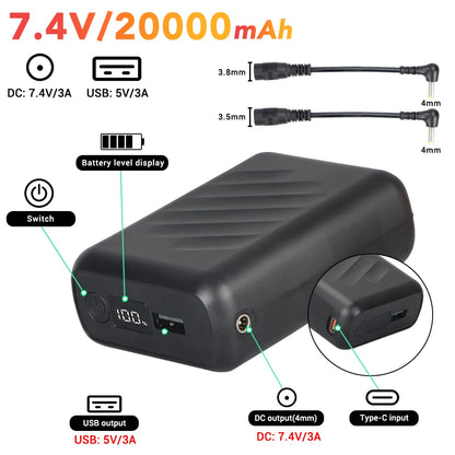 7.4v/3a/20000mah power bank carregador portátil powerbank bateria externa do telefone móvel carregamento rápido para colete aquecido jaqueta calças
