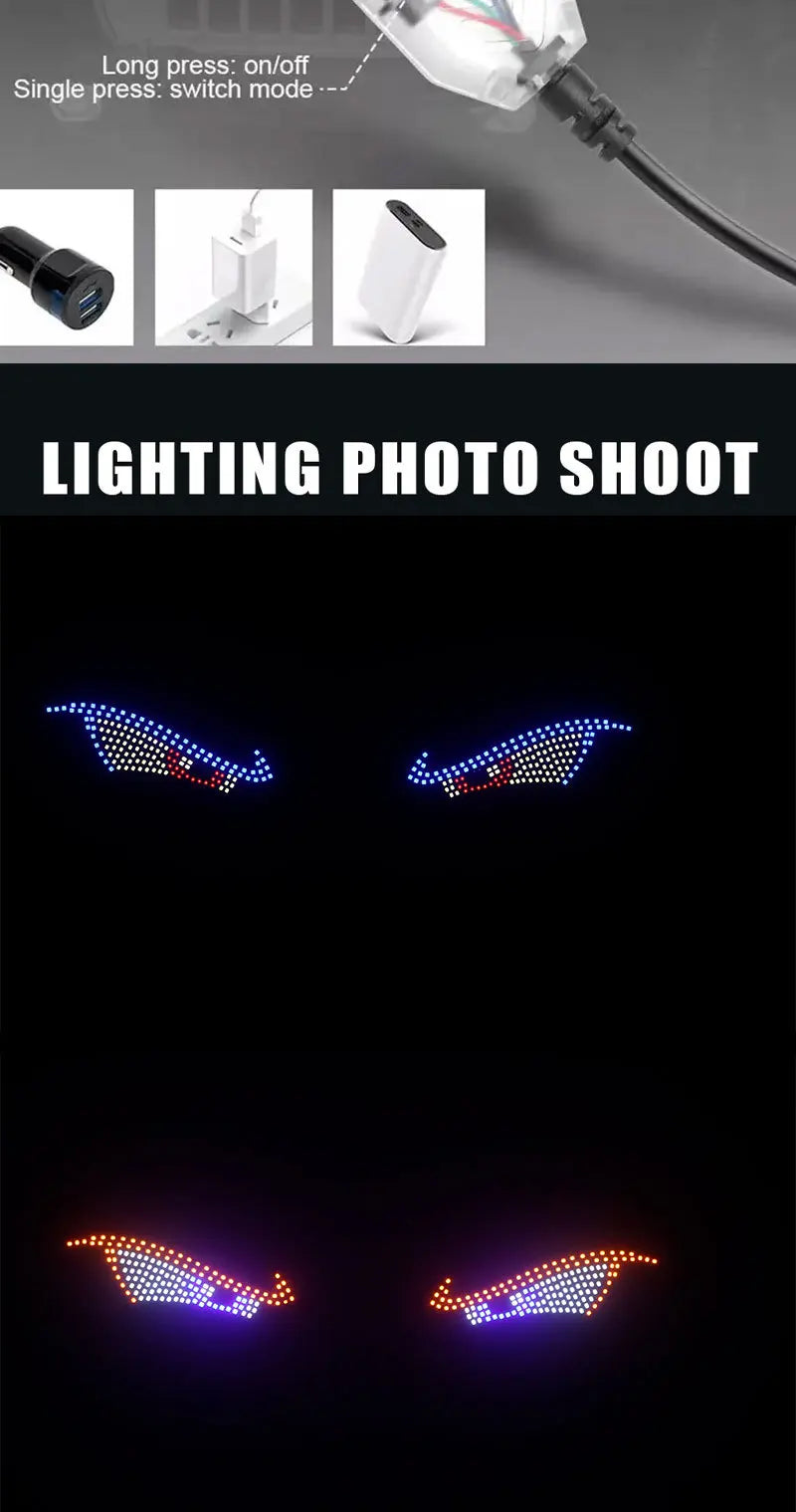 New Devil Eye Car LED Decorative Light Modified Kazilan Big Eye Light Personalized Decoration 11 Modes USB