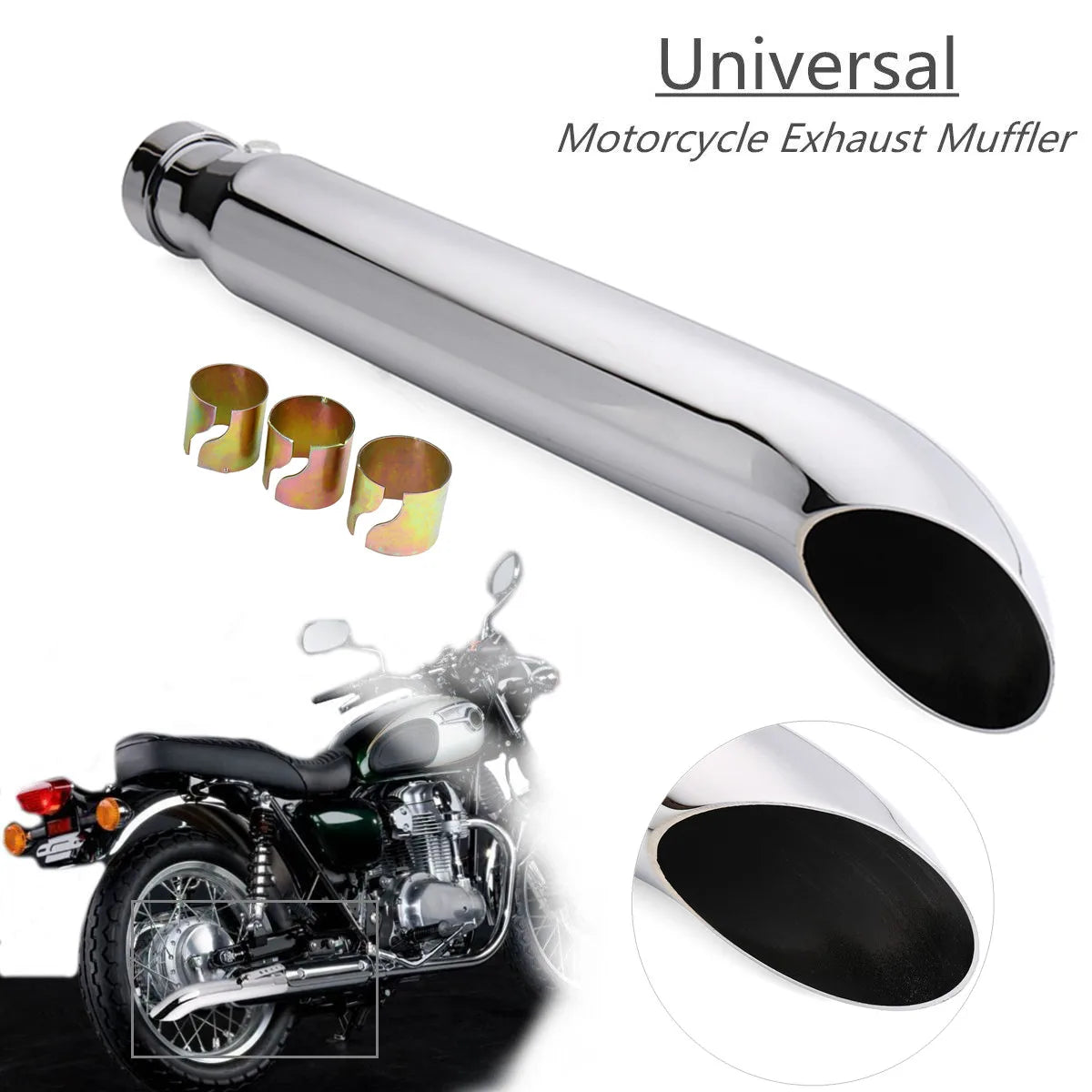 Silenciador de escapamento universal para motocicleta, retrô, vintage, clássico, galvanoplastia, escape moto para cg125 sr400 cb500 vt500 cm300 500 cafe