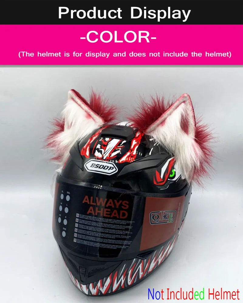 Decoração de capacete elétrico de motocicleta, 3d estéreo, orelhas de lobo, pelúcia dobrável, acessórios de capacete de moto, adesivos, estilo cosplay