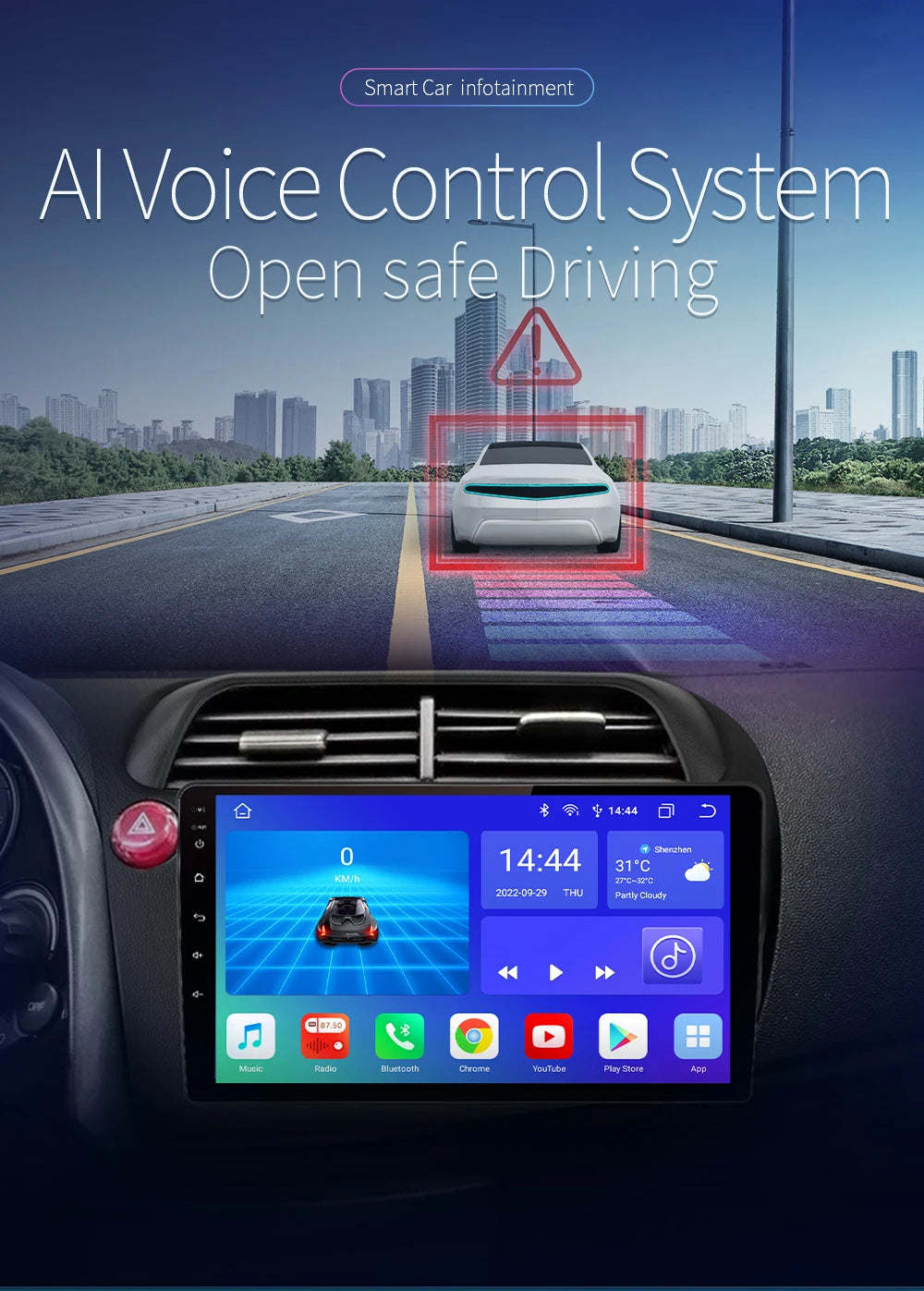 Hizpo Car Autoradio For Honda Civic Hatchback 2005 - 2011 Multimedia Player 2din Android Auto Carplay GPS Navigation 8+128G DSP
