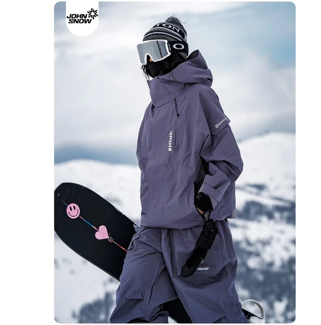 John neve inverno à prova de vento à prova dwindproof água terno de esqui para homens e mulheres esporte ao ar livre quente respirável masculino feminino jaqueta de neve e calças