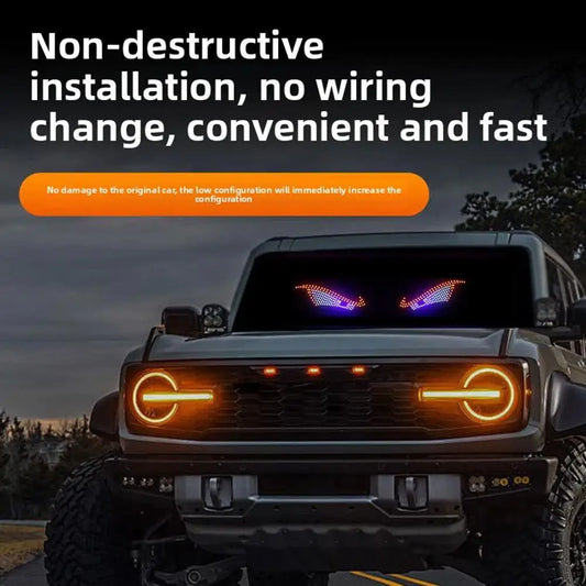 Car LED Decorative Lights Creative RGB Dynamic Truck Devil Eye Light LED Display Multi-Mode Demon Eye Waterproof Dustproof Light