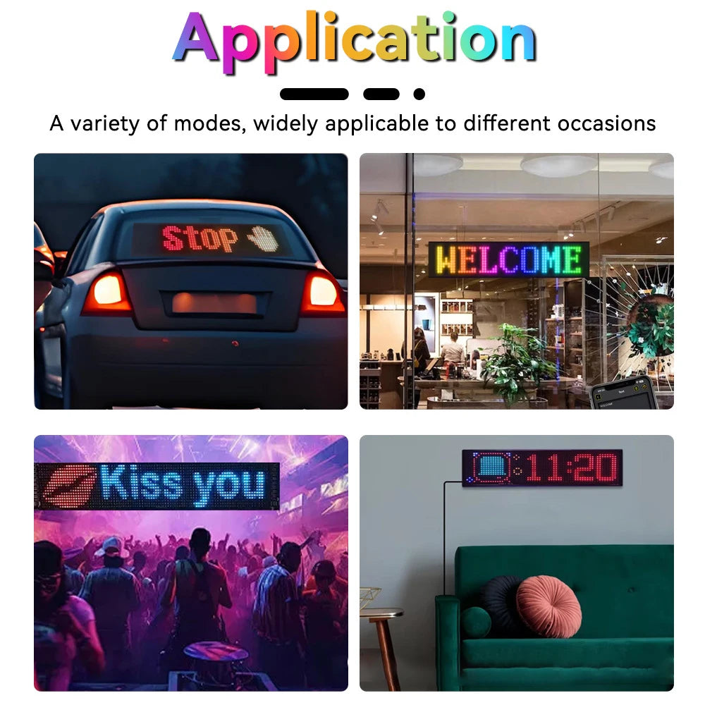Programmable LED Matrix Pixel DC 5V RGB LED Car Sign Animation Panel DIY Bluetooth App Control LED Panel Flexible Display Light