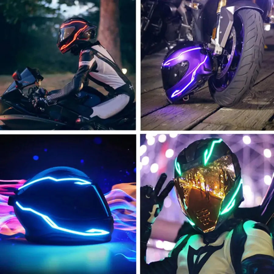 Helmet Light Bar Fluorescent Helmet Decorative Bar DIY Led Motorcycle Riding Signal Light Strip Helmet Cover Decor