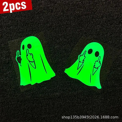 Adesivo Decorativo de Halloween com Fantasma Brilhante, Criativo e Personalizado para Carro e Motocicleta, Padrão Engraçado para Aplicar na Carroceria