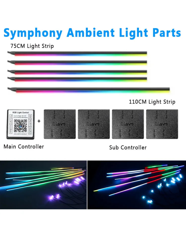 18/22 IN 1 Atmosphere Lamp Parts Symphony 213 Color 35cm 75CM 110CM Acrylic Light Strip Main Controller Sub Controller Speaker