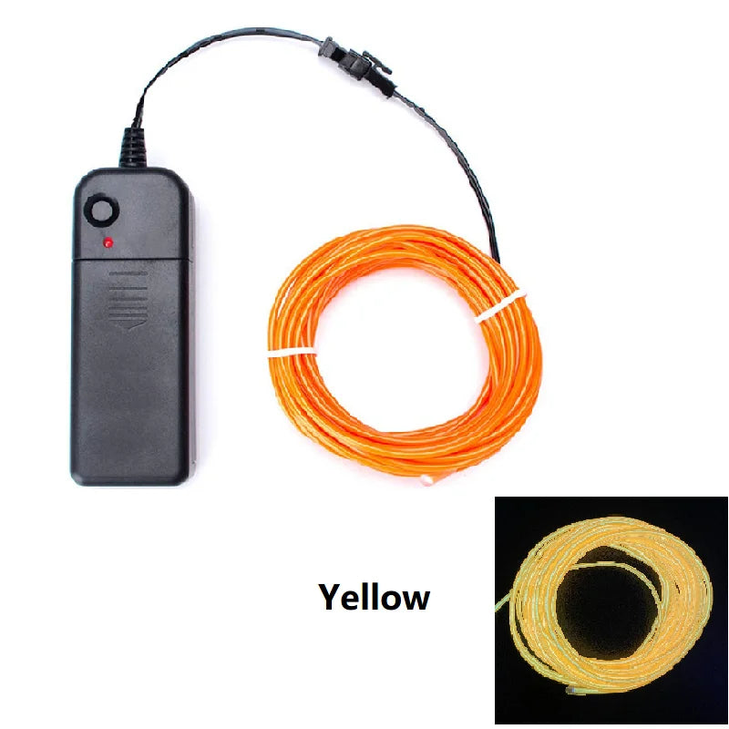 1m 3m 5m brilho el fio cabo de néon para festa de dança de natal trajes diy luz iluminada multicolorida aa bateria lâmpada tira led