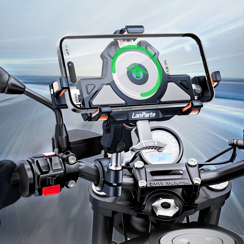 Suporte para celular para Kawasaki Ninja 400/500/650 2019–2026 em alumínio com absorção de choque 360 °   Suporte de Navegação Metálico Ajustável