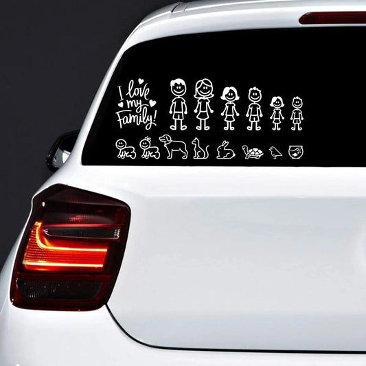 Eu amo minha família carro motocicleta janela protetor solar à prova dwaterproof água adesivos de carro decalques personalizados decorações pvc 30cm x 24cm