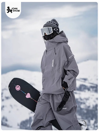 John neve inverno à prova de vento à prova dwindproof água terno de esqui para homens e mulheres esporte ao ar livre quente respirável masculino feminino jaqueta de neve e calças