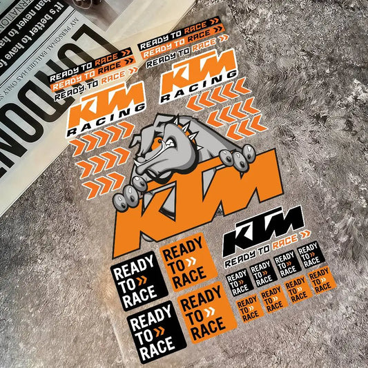 Adesivos Prontos para Corrida: Kit de Decalques para Moto, Capacete, Carroceria, Para-choque e Janelas – Acessórios de Tuning Automotivo para KTM