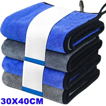 Toalha de microfibra para lavagem de carro, 1-4 peças, macia, secagem rápida, espelhos, limpeza, panos de limpeza de camada dupla para casa, 500gsm