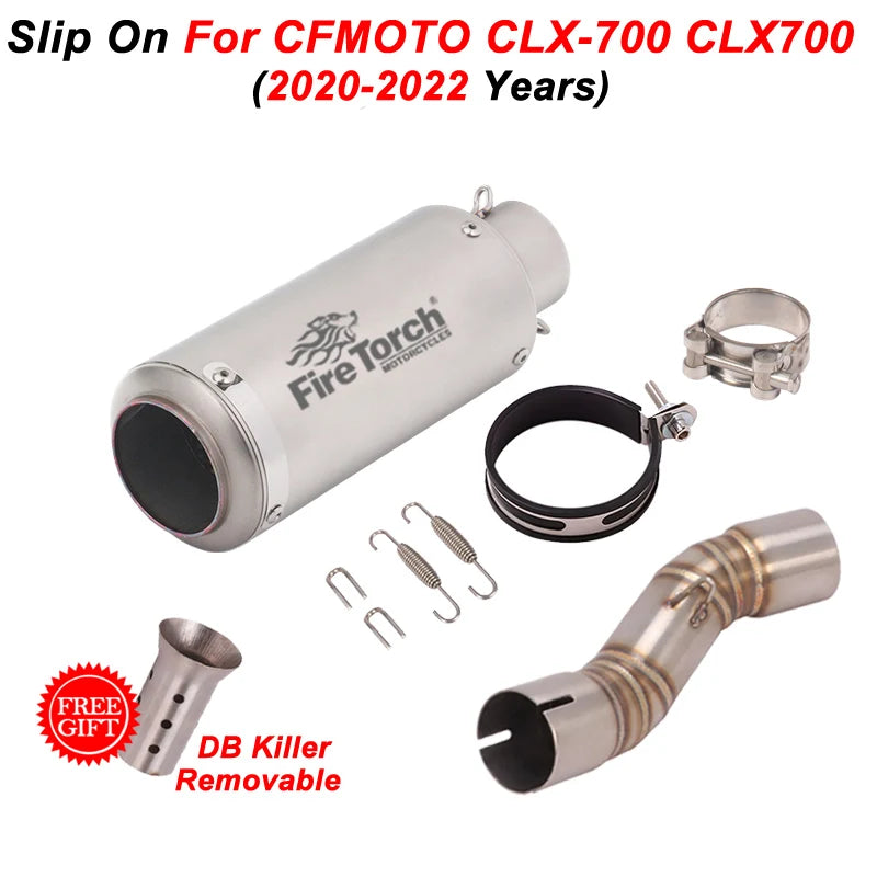 Sistemas de escape da motocicleta 51mm mid link tubo moto silenciador db assassino deslizamento para cfmoto CLX-700 clx700 clx 700 2020-2022