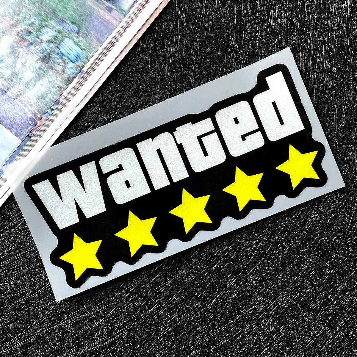 Adesivo de Vinil Impermeável para Motocicleta WANTED - Decoração Adaptável para Moto, Carroceria e Capacete
