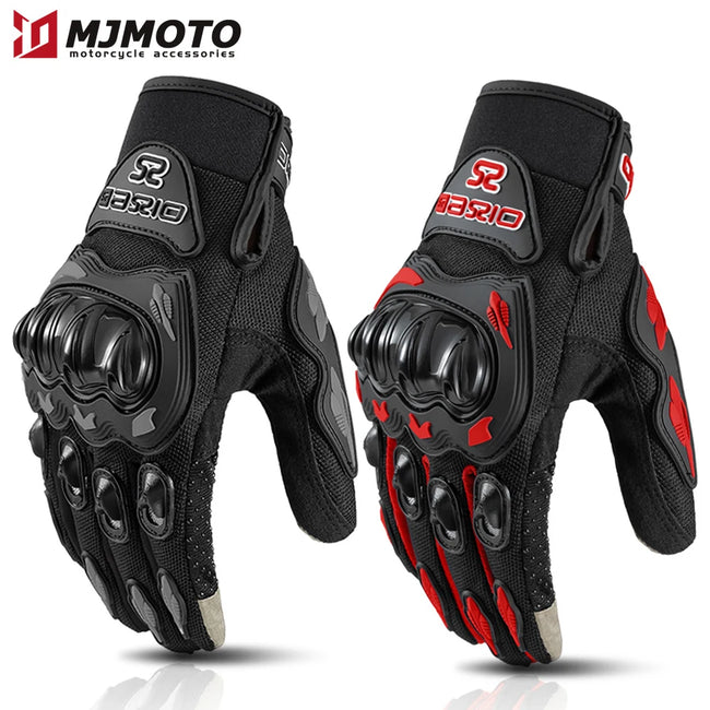 Luvas de motocicleta dedo completo respirável, antiderrapante, resistente ao desgaste, corrida de motocross, tela sensível ao toque, moto motociclista, verão