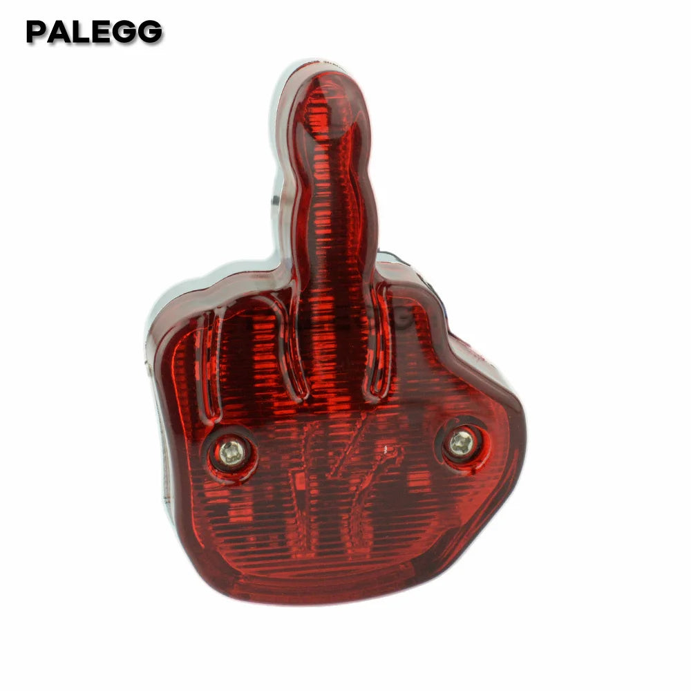 Universal traseira placa LED luz para motocicleta, dedo médio, Stop cauda lâmpada, luz branca para Harley Chopper personalizado