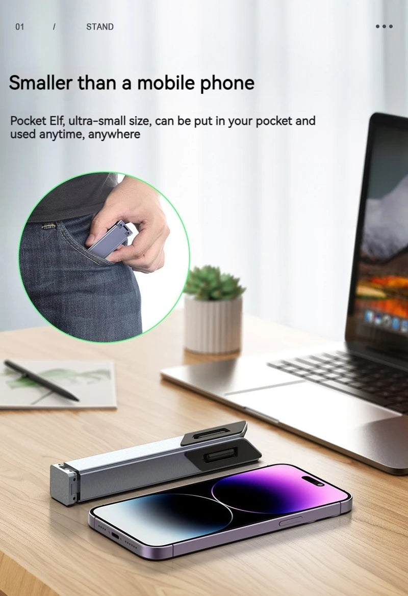 Mini suporte portátil dobrável de metal para laptop, ângulo de mesa ajustável, suporte para notebook, compatível com laptops e tablets de 10 a 17 polegadas