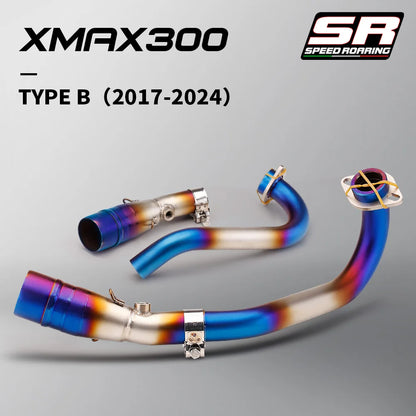 Sistema de escape da motocicleta para xmax300 xmax 250 300 400 2017-2024 tubo de ligação frontal e silenciador