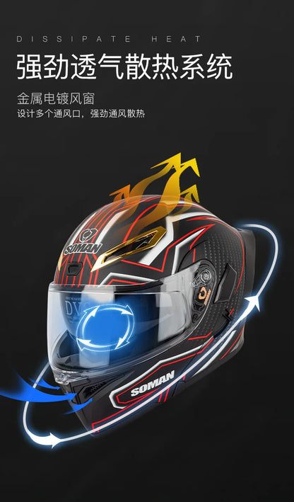 Soman flip up capacete da motocicleta rosto cheio dot capacete da motocicleta lente de viseira dupla corrida casco moto capacete bluetooth