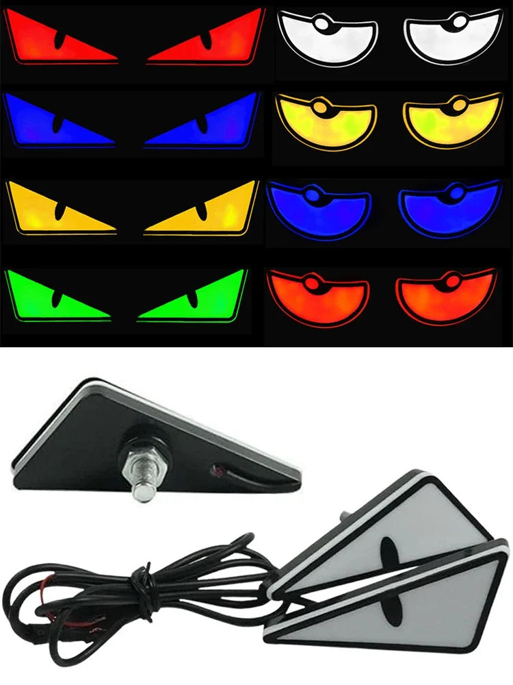 2PCS Motorbike Triangle Devil's Eye Pair Flash Light Modification Winking Eye Animation Led Display Motorbike Accessories
