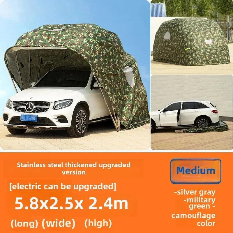 Carport Dobrável Automático Personalizado de Qualquer Tamanho, Abrigo Impermeável para Carros, Garagem Móvel, Abrigo Externo para Estacionamento, Tecido Oxford Durável