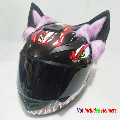 Decoração de capacete elétrico de motocicleta, 3d estéreo, orelhas de lobo, pelúcia dobrável, acessórios de capacete de moto, adesivos, estilo cosplay