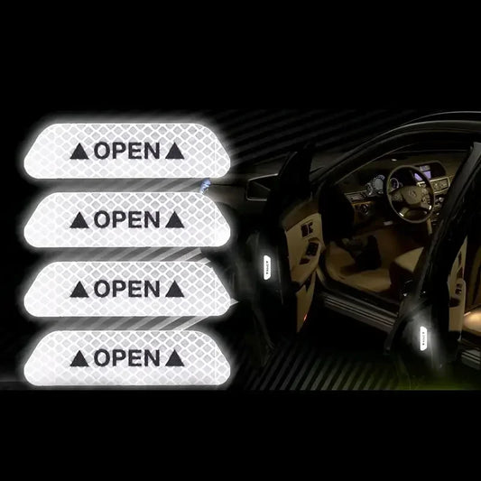 4 Adesivos Refletores para Porta de Carro, Fita Refletora de Advertência de Segurança, Adesivo Refletor para Interior e Exterior do Carro Amagi
