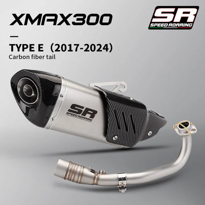 Escape da motocicleta para xmax300 xmax 250 300 400 2017-2024 motocicleta sistema completo silenciador de escape tubo de ligação intermediária