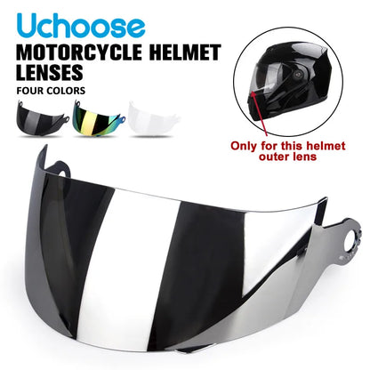 Uchoose lente do capacete da motocicleta facelift capacete lente especial espelho transparente preto cor espelho prata lente pacote
