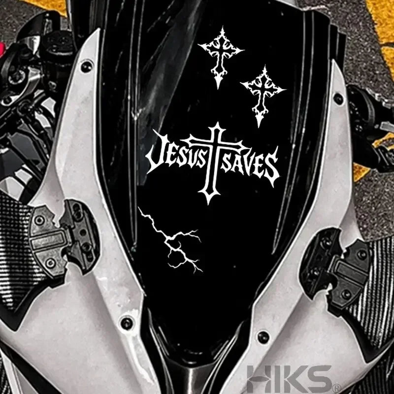 Adesivo religioso "Cruz de Jesus Salva" 1 conjunto, decalque de vinil à prova d'água e resistente aos raios UV para carro, motocicleta, carroceria, janela, decoração cristã DIY