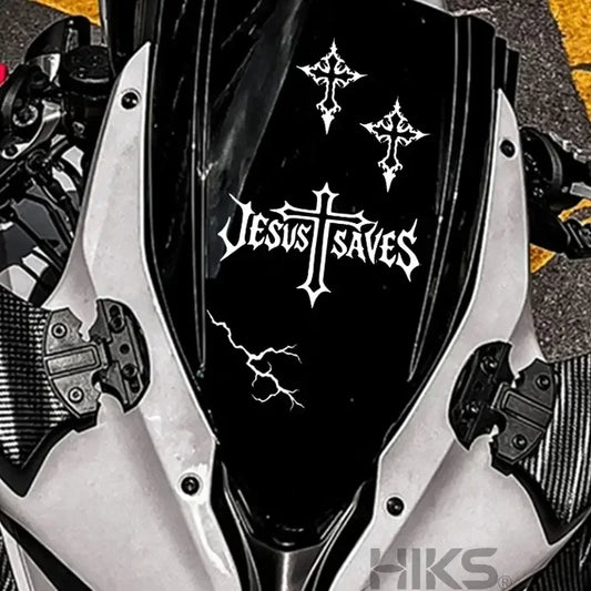 Adesivo religioso "Cruz de Jesus Salva" 1 conjunto, decalque de vinil à prova d'água e resistente aos raios UV para carro, motocicleta, carroceria, janela, decoração cristã DIY