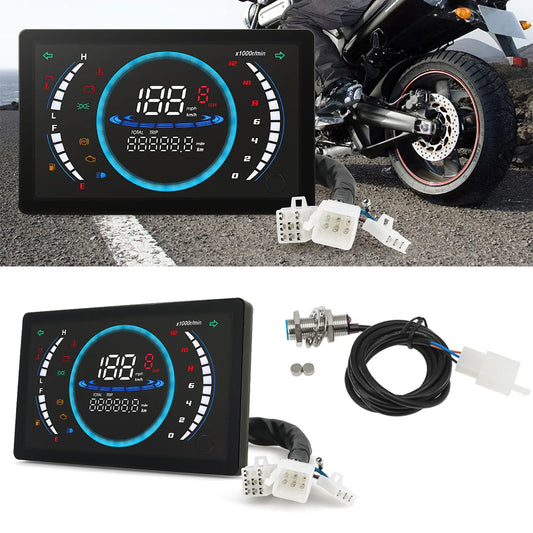 Maimei 12v universal ajustável led digital velocímetro da motocicleta rpm painel com engrenagem de temperatura 199 km/h para honda ex5
