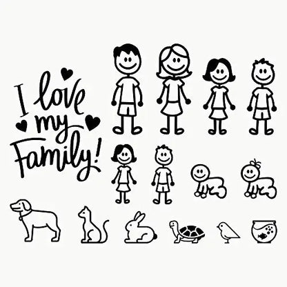 Eu amo minha família carro motocicleta janela protetor solar à prova dwaterproof água adesivos de carro decalques personalizados decorações pvc 30cm x 24cm
