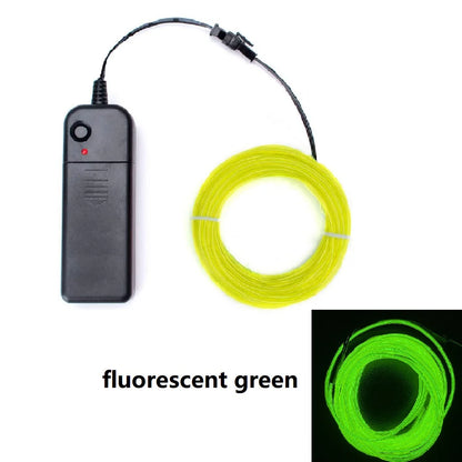1m 3m 5m brilho el fio cabo de néon para festa de dança de natal trajes diy luz iluminada multicolorida aa bateria lâmpada tira led