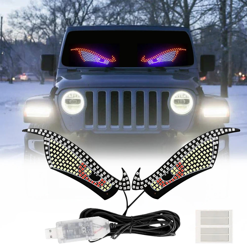 Car LED Devil Eyes Light Decorative Lights USB Warning Lights Dynamic Demon Eye Lights Atmosphere Light Auto Accessories