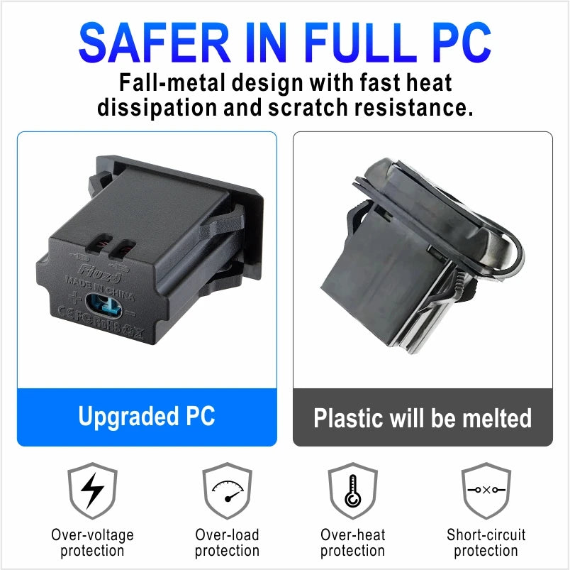 Adaptador de carga rápida rápida 3 portas usb carregador de telefone no adaptador de carregador de carro para 12v/24v caminhão motocicleta rv barco marinho