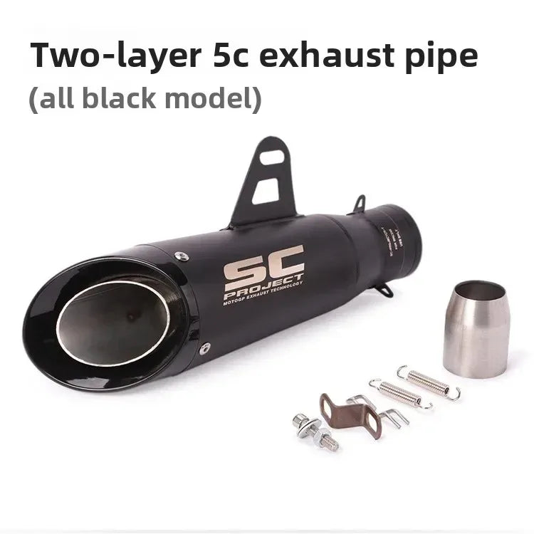 Silenciador de Escape SC de Dupla Camada, Som de Corrida Alto, Muffler Modificado Compatível com Ninja Z250 Z300 ZX10 MT07 MT09 R25 R3 R6