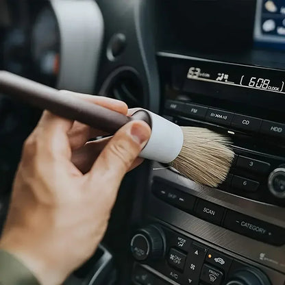 3 pçs exterior do carro detalhe interior escova de cerdas de cabelo de javali para limpeza do carro ferramentas detalhe automático escova de limpeza do painel