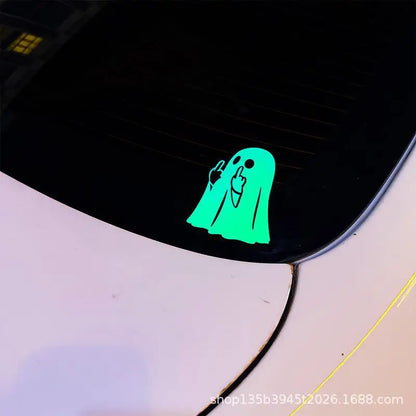 Adesivo Decorativo de Halloween com Fantasma Brilhante, Criativo e Personalizado para Carro e Motocicleta, Padrão Engraçado para Aplicar na Carroceria